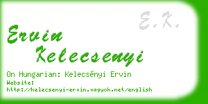 ervin kelecsenyi business card