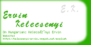 ervin kelecsenyi business card